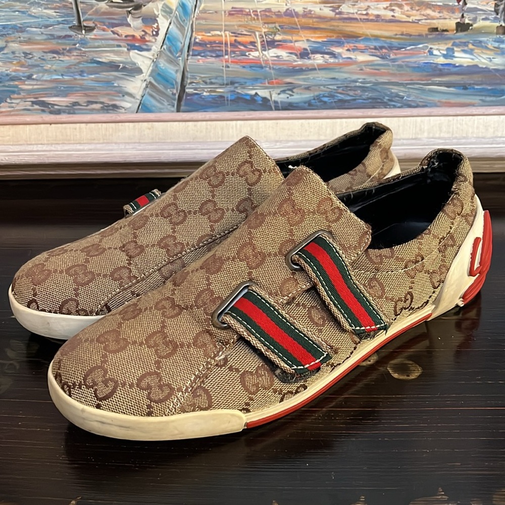 VTG Gucci Fashion GG Monogram Canvas Velcro Sneakers size 40 - Picture 5 of 16